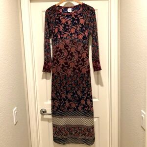 New! CABI Navy Green Red Floral Maxi Dress Size XS